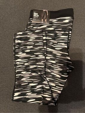 Nike Relay Camo Leggings - Black, Gray, White